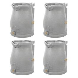 Good Ideas - Rain Wizard 50 Gallon Plastic Rain Barrel Urn, Light Granite (4 Pack)