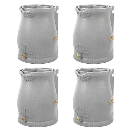 Front. Good Ideas - Good Ideas Rain Wizard 50 Gallon Plastic Rain Barrel Urn, Light Granite (4 Pack).