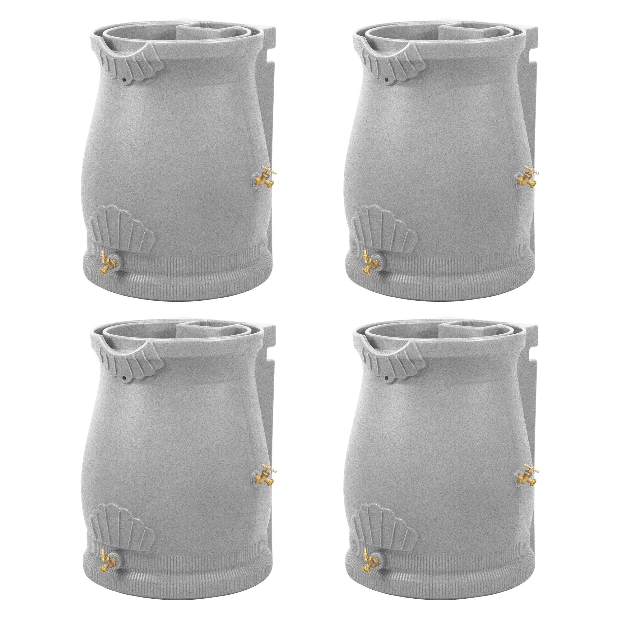 Front. Good Ideas - Good Ideas Rain Wizard 50 Gallon Plastic Rain Barrel Urn, Light Granite (4 Pack).