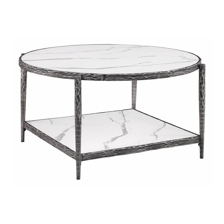How To Draw Stone Texture Boyel Living 2 Tier Sintered Stone Coffee Table with Textured Metal ...