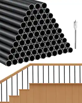 VEVOR - Staircase Balusters 101 Pack, 32 In Aluminum Stair Balusters, 3/4 In Rainwater-Proof Round Metal Spindle Railing - Black
