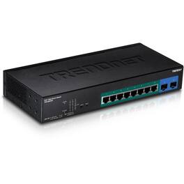 Trendnet - 10-Port Gigabit Web Smart PoE+ Switch, 8 x Gigabit PoE+ Ports, 2 x SFP Slots, Vlan, QoS, IPv6 Support, 20Gbps - Black