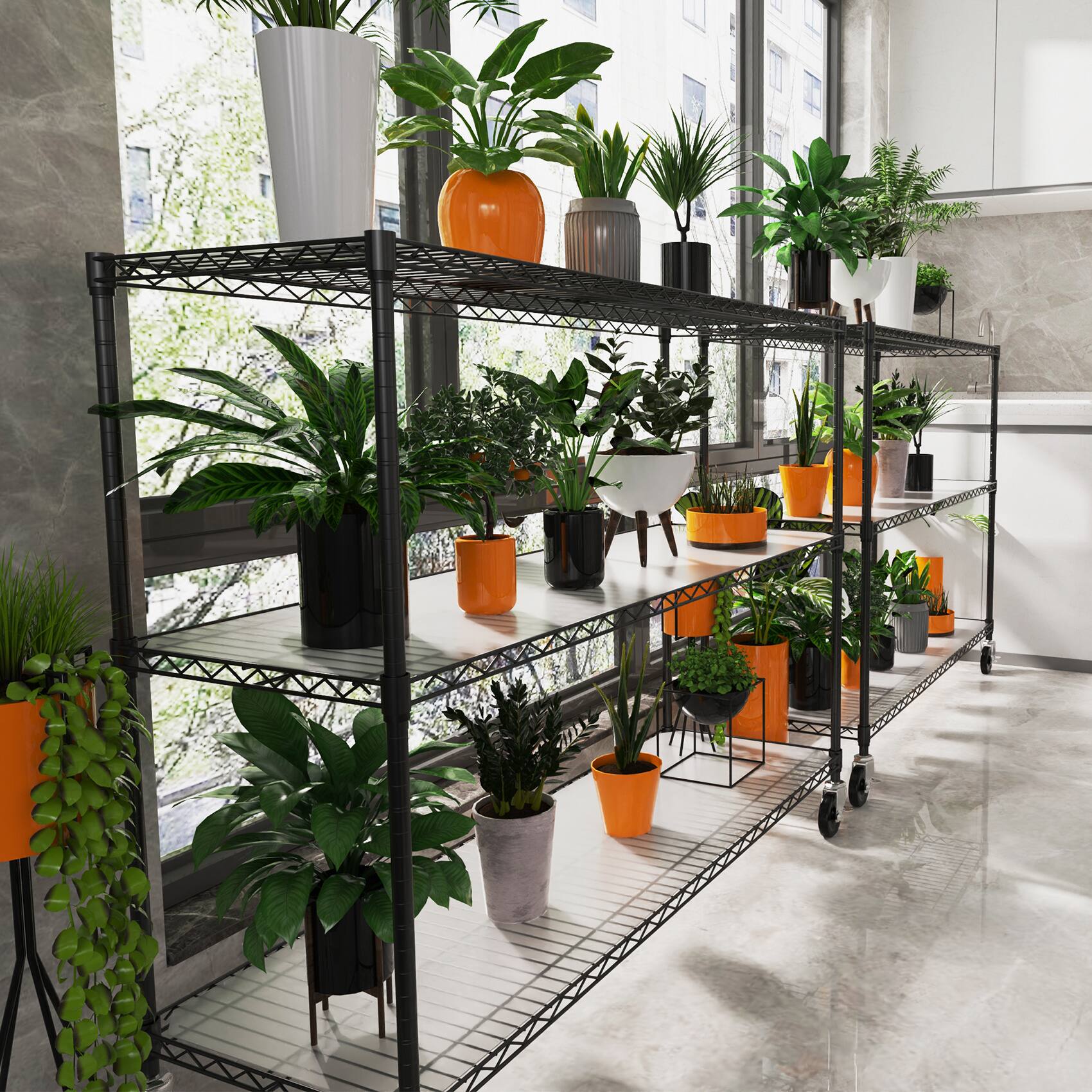 Alt View 1. COWLOWN - 6-Tier NSF Wire Shelving Unit 6000 lb Adjustable Metal Storage Rack with Wheels Black - Black.