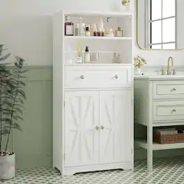 Vecelo - Bathroom Storage Cabinet with Adjustable Shelf & Large Drawer, Tall Storage Cabinet, Kitchen Pantry Storage Cabinets - White