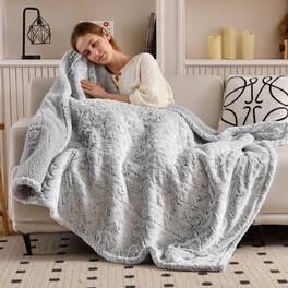 Alchemy Casas - Heated Blanket 6 Heat Settings Electric 4 hour Auto Shut off Luxurious Faux Sherpa Dual sided Throw Machine - Dreamy Milky Way Throw 50" x 60"