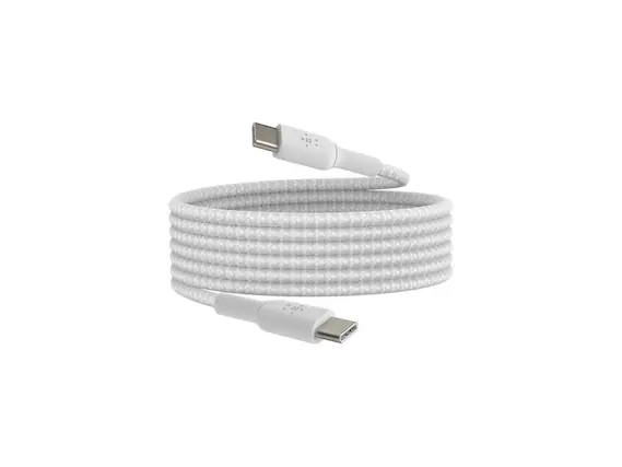 Front. Belkin - Belkin BoostCharge 3.3ft Braided USB-C to USB-C Cable, White CAB004BT2MWH.