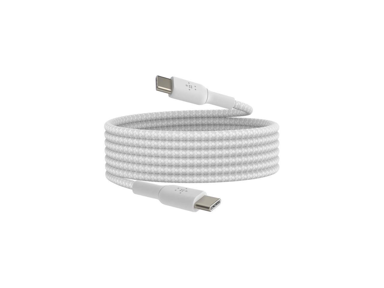 Front. Belkin - Belkin BoostCharge 3.3ft Braided USB-C to USB-C Cable, White CAB004BT2MWH.