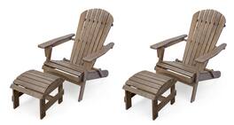 Jiallo - Grand Collection Folding Large Size Adirondack Chair Pine Wood - Dark Brown