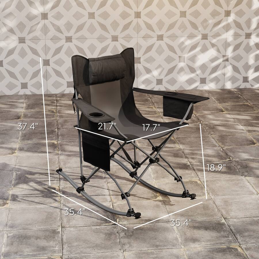 Outsunny Folding Rocking Camping Chairs for Adults, Portable