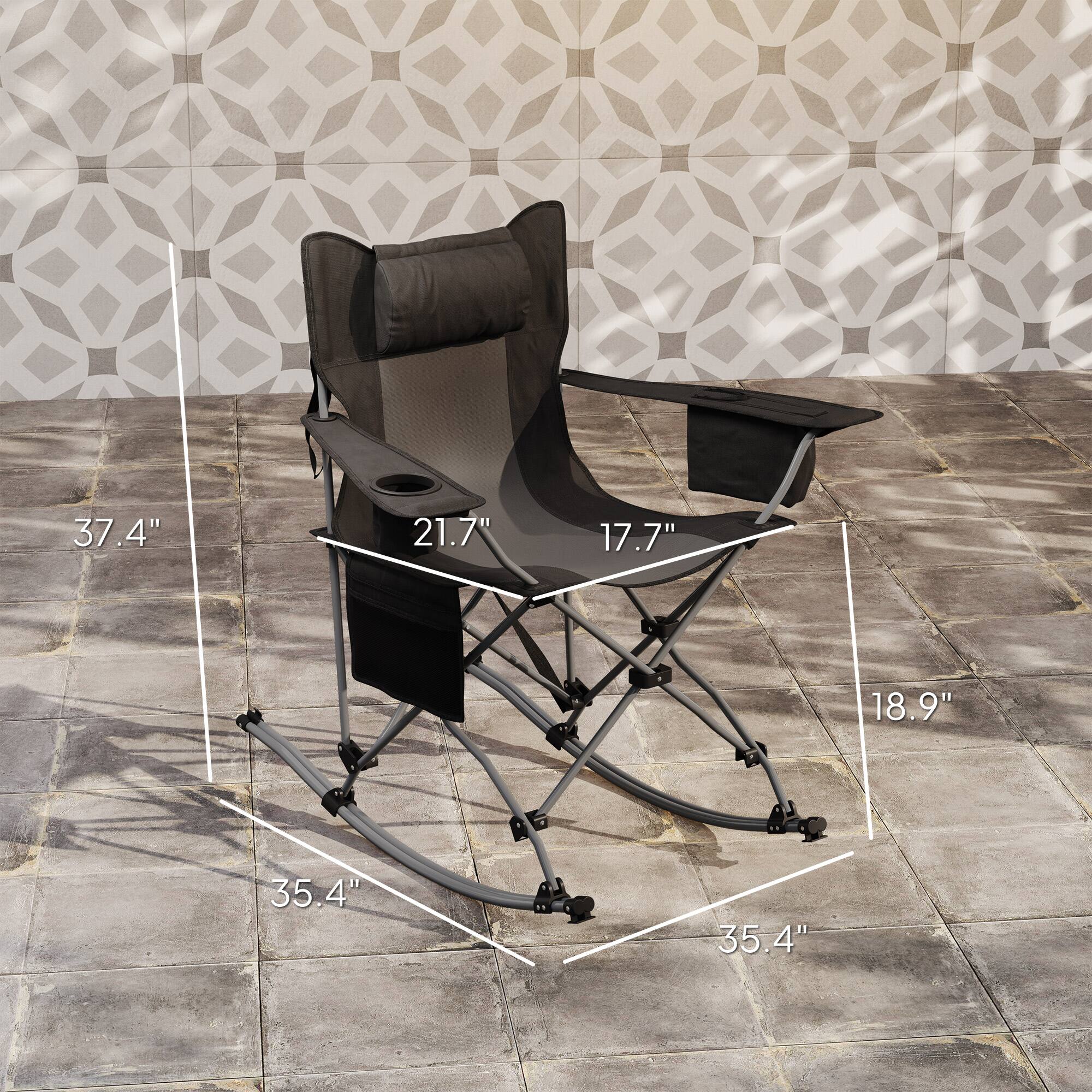 Outsunny Folding Rocking Camping Chairs for Adults, Portable