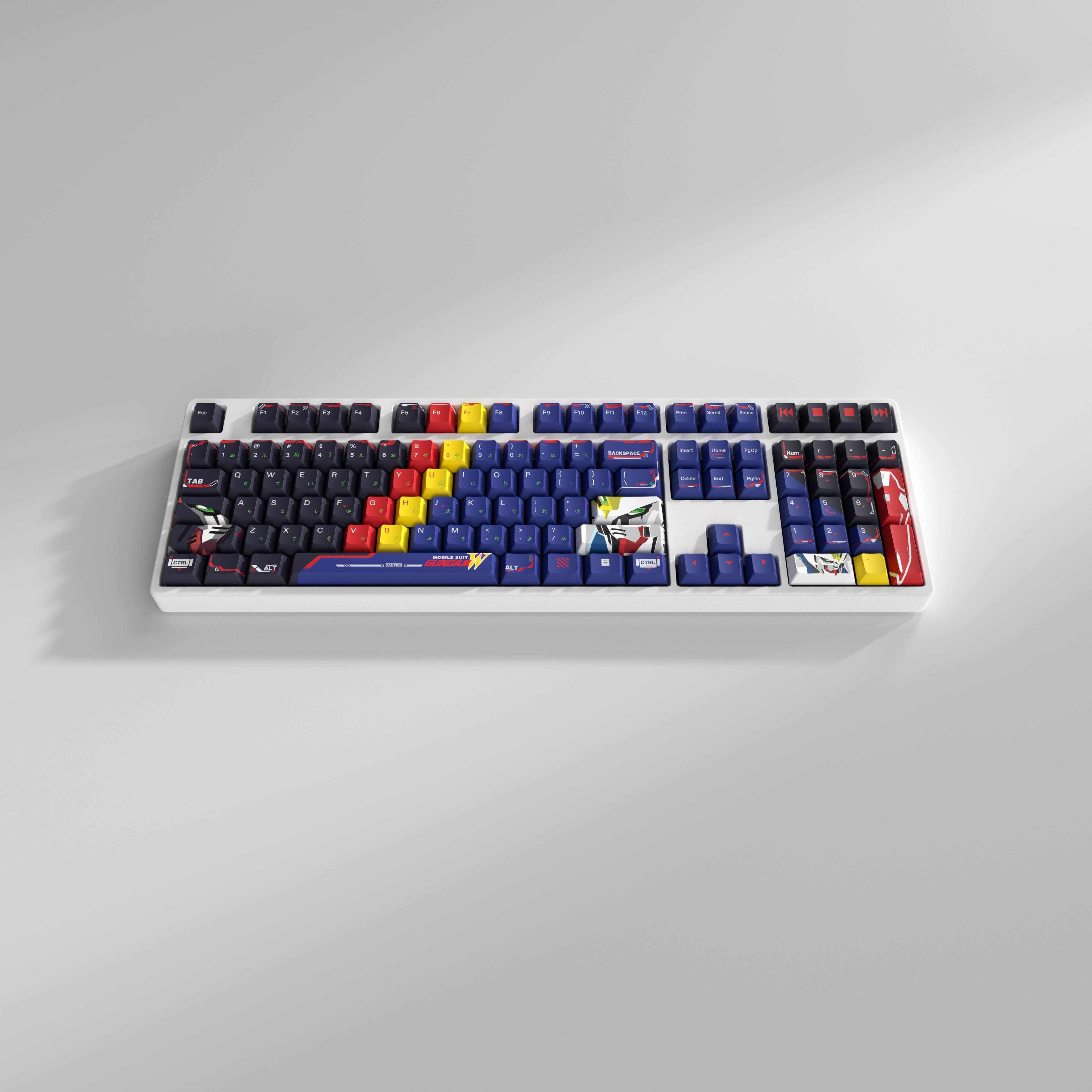 Left. iBUYPOWER - iBUYPOWER MK9 Pro RGB Mechanical Gaming Keyboard / Linear Switches + HYTE Mobile Suit Gundam Wing Keycap Bundle - White - White.
