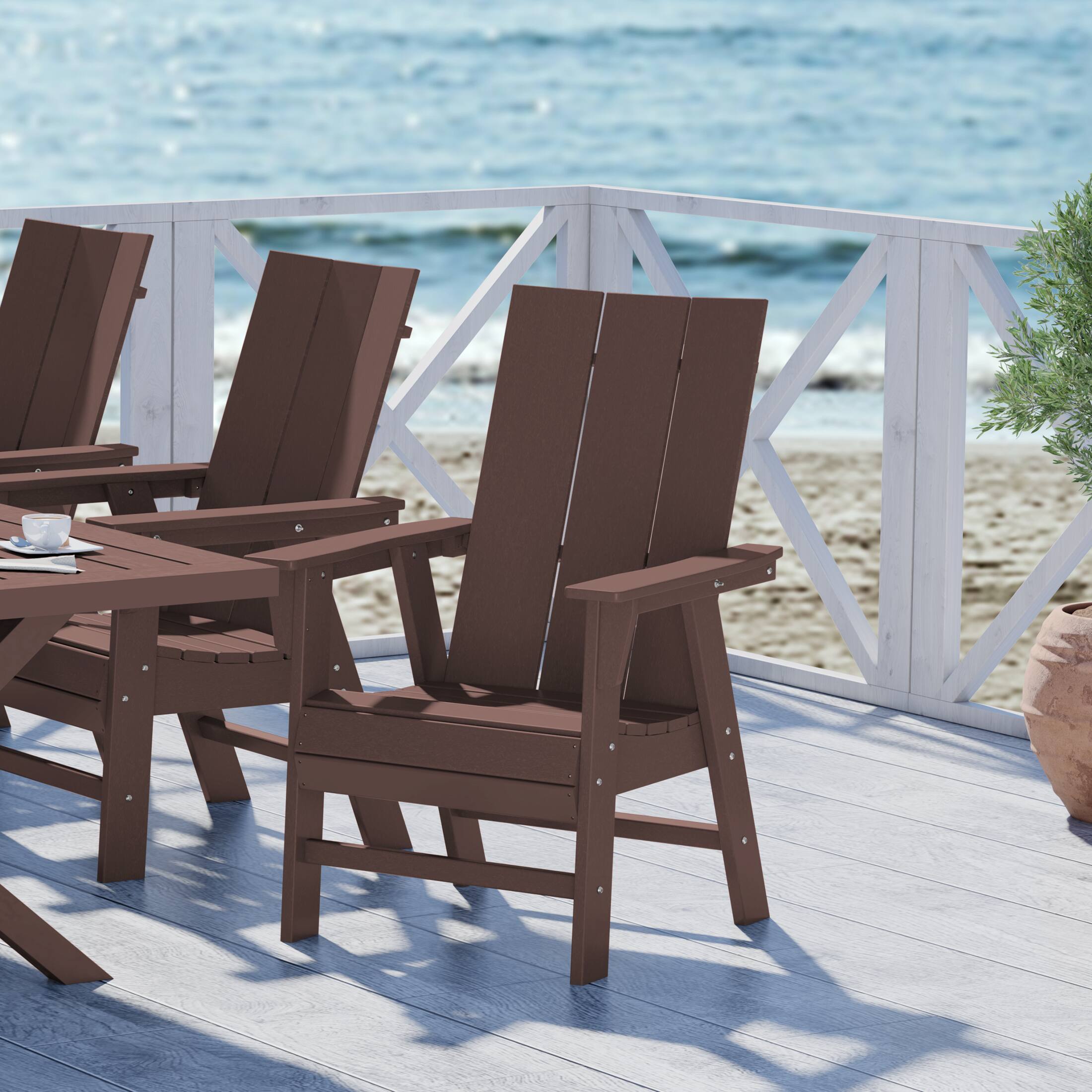 Angle. WestinTrends - WestinTrends Ashore Outdoor Patio HDPE Plastic Modern Adirondack Dining Chair - Dark Brown.