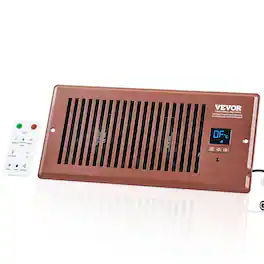 VEVOR - Register Booster Fan, Quiet Vent Booster Fan Fits 4” x 10” Register Holes, with Remote Control and Thermostat Control - Brown