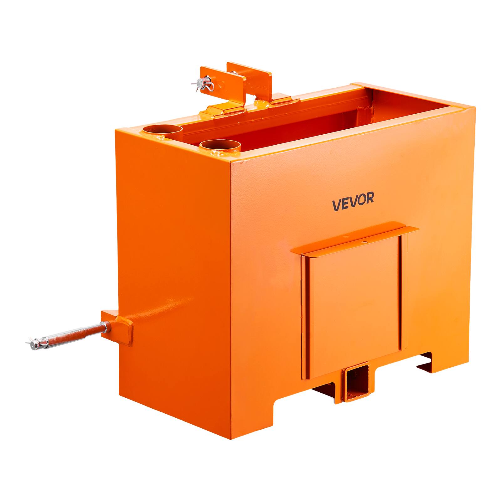 Alt View 5. VEVOR - Ballast Box, 3-Point Category 1 Tractor Ballast of 800 lbs Capacity, Standard 2 Inch Hitch Receiver, Heavy-Duty Steel - Orange.
