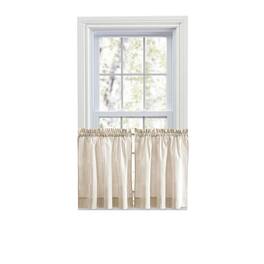 Ellis Curtain - Plaza Classic Ticking Stripe Printed 1.5" Rod Pocket Tailored Tiers 56" x 24" - Tan