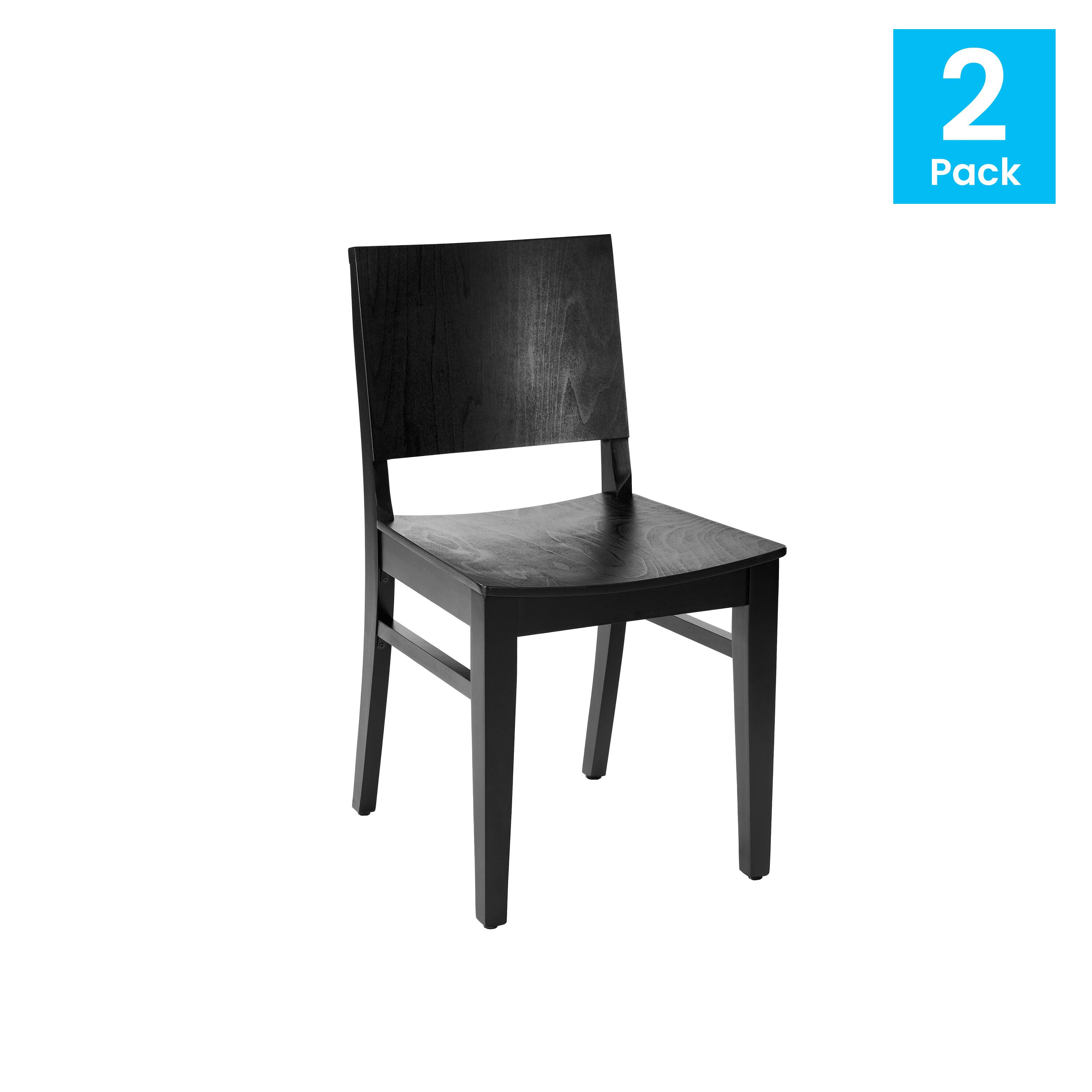 Alt View 1. Flash Furniture - 2 Pack Naples Commercial Grade Solid Wood Dining Chairs with Curved Backrests and Black Finish - Black.