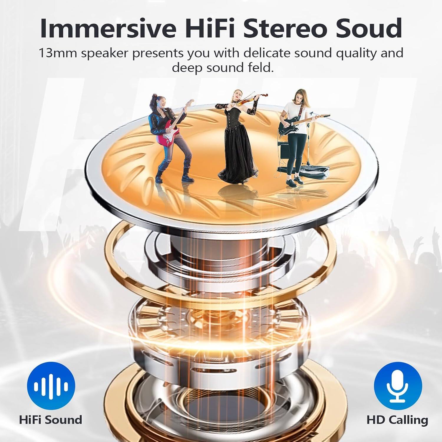 Immersive HiFi Stereo Sound

13mm speaker presents you with delicate sound quality and deep sound field.

HiFi Sound HD Calling