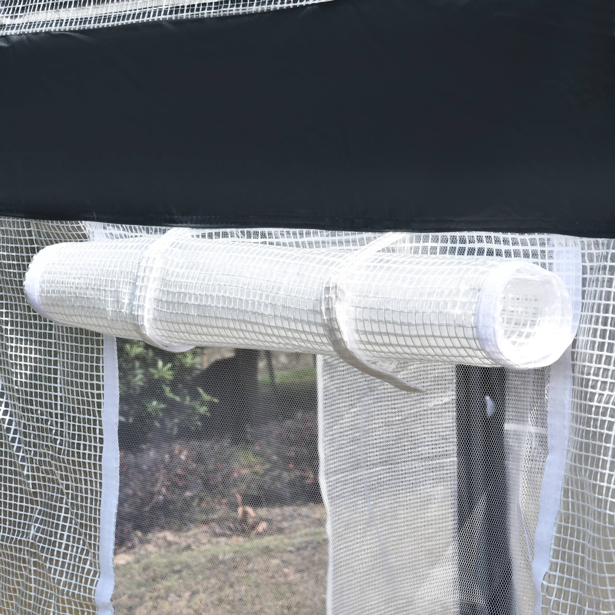 Alt View 7. Outsunny - 10' x 7' x 7' Greenhouse, Walk-in Outdoor Tunnel Green House with PE Cover, Steel Frame, 2 Roll-Up Zipper Doors - White.