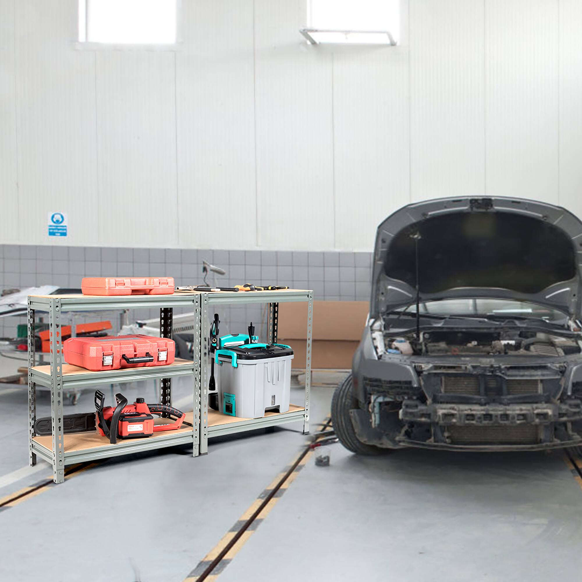 Alt View 8. Costway - Costway 5-Tier Metal Storage Shelves 60" Garage Rack W/Adjustable Shelves - Brown,Grey.