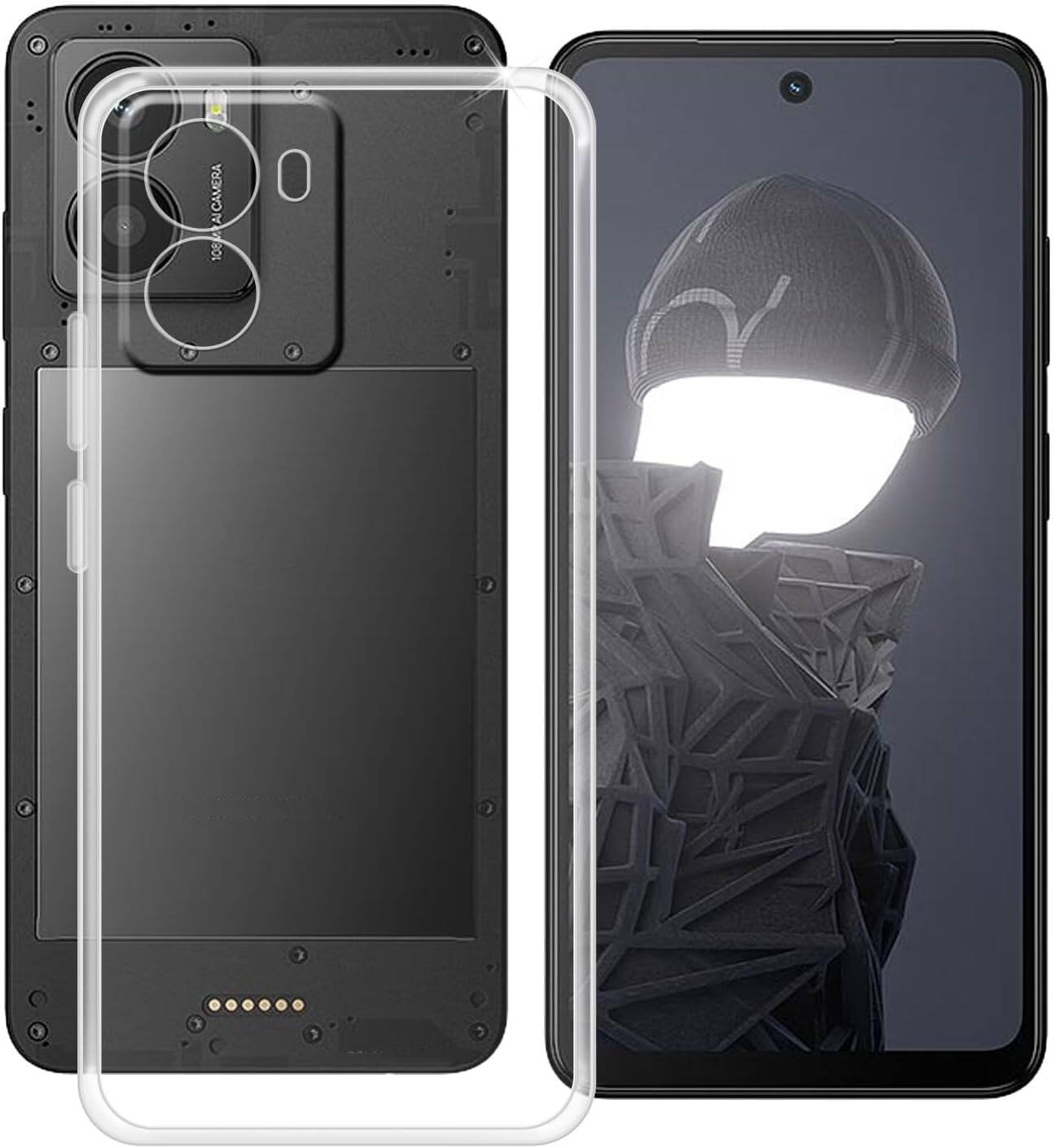 Alt View 2. Nakedcellphone - Clear Case for HMD Fusion 5G Phone - Anti-Shock Corners and Recessed Camera Protection - Clear.
