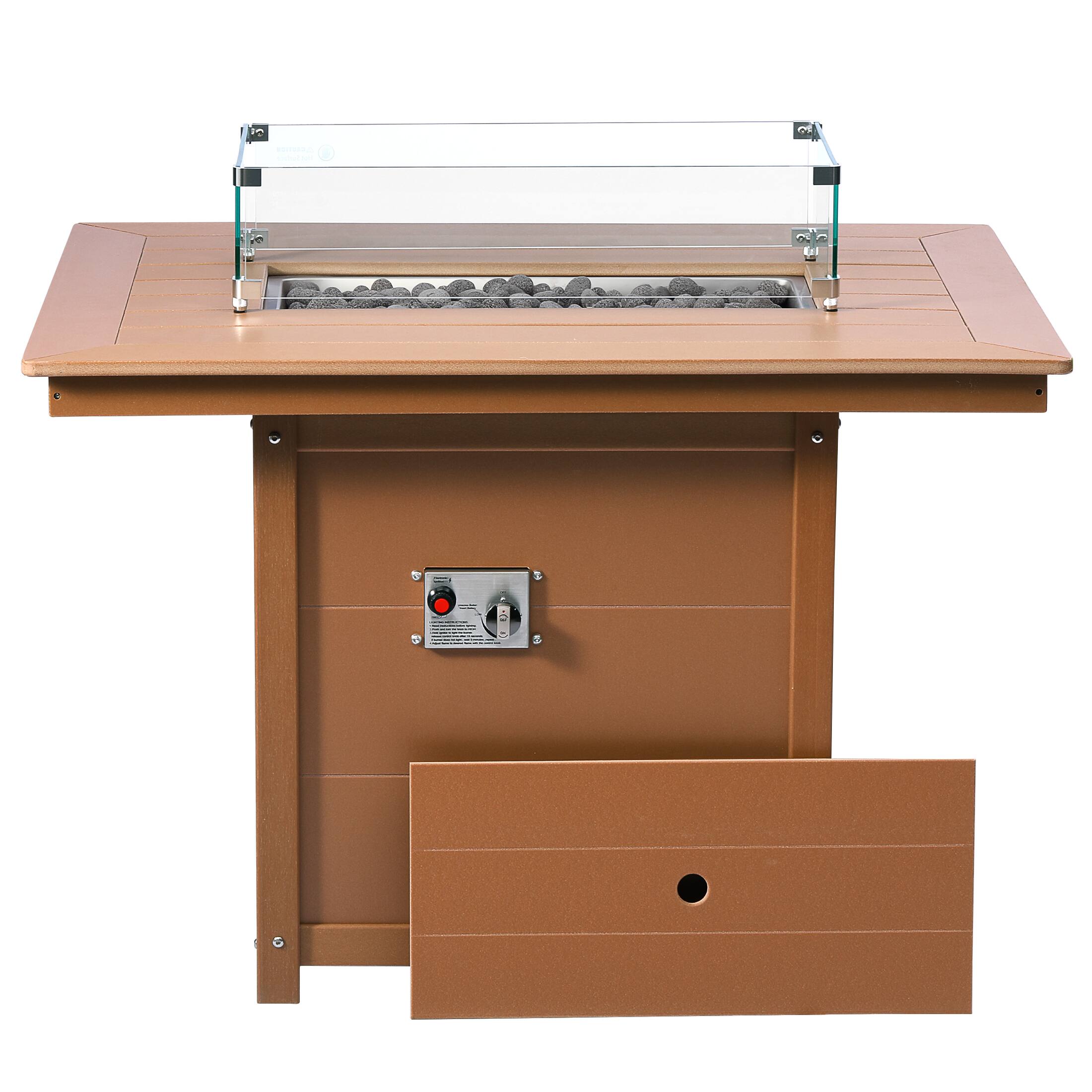 "WestinTrends - Helios 46"" Modern Outdoor Patio Gas Propane Rectangular Fire Pit Table - Teak" price history on PriceWatchPro