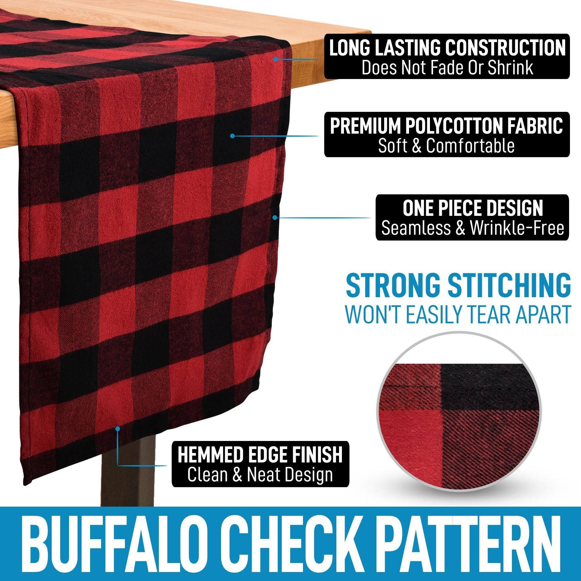 LONG LASTING CONSTRUCTION  
Does Not Fade Or Shrink  

PREMIUM POLYCOTTON FABRIC  
Soft & Comfortable  

ONE PIECE DESIGN  
Seamless & Wrinkle-Free  

STRONG STITCHING  
WON'T EASILY TEAR APART  

HEMMED EDGE FINISH  
Clean & Neat Design  

BUFFALO CHECK PATTERN