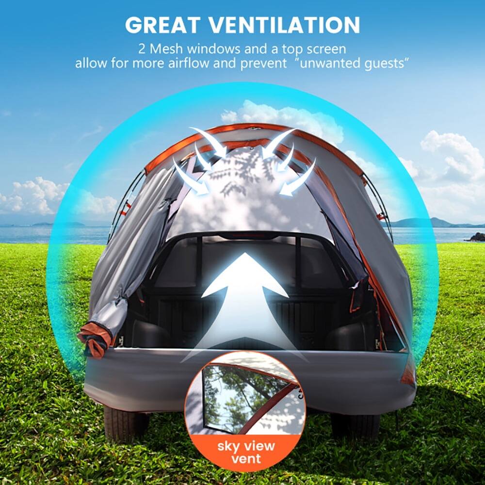 GREAT VENTILATION  
2 Mesh windows and a top screen allow for more airflow and prevent "unwanted guests"  
sky view vent