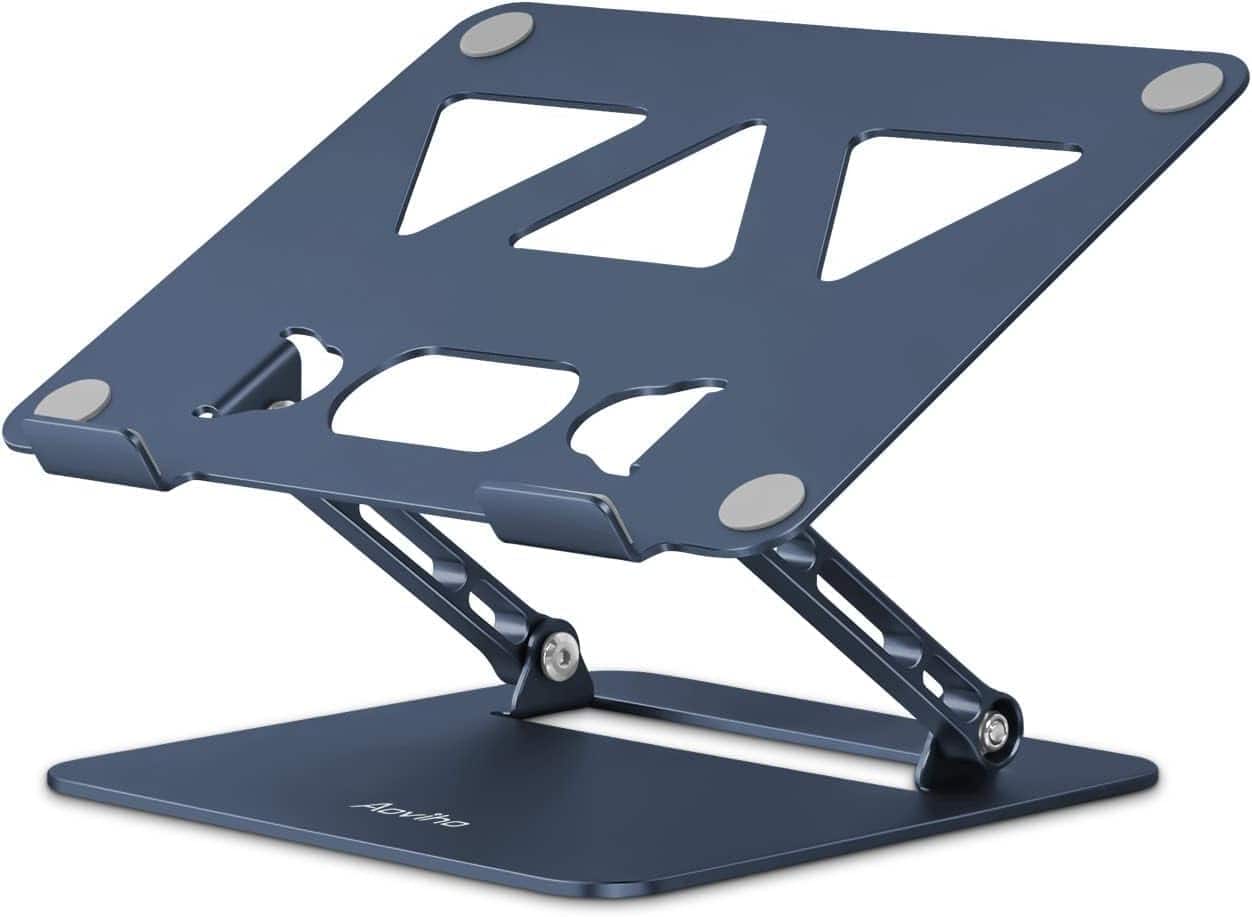 HongFei - Adjustable Laptop Stand for Desk, Portable Laptop Stand Holder and Riser, Foldable Aluminum Notebook Stand - Navy Blue