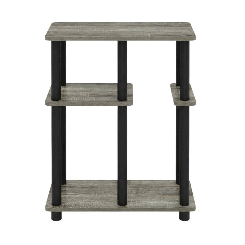 Back. FurniFact - FurniFact C-Shape Side Table, Quality Build, Durable Wood Frame - French Oak - French Oak/Black.