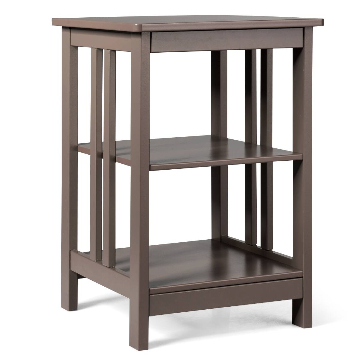 Alt View 7. Costway - Costway 3-tier Side Table Nightstand  Sofa End Table W/ Baffles and Round Corners - Brown.