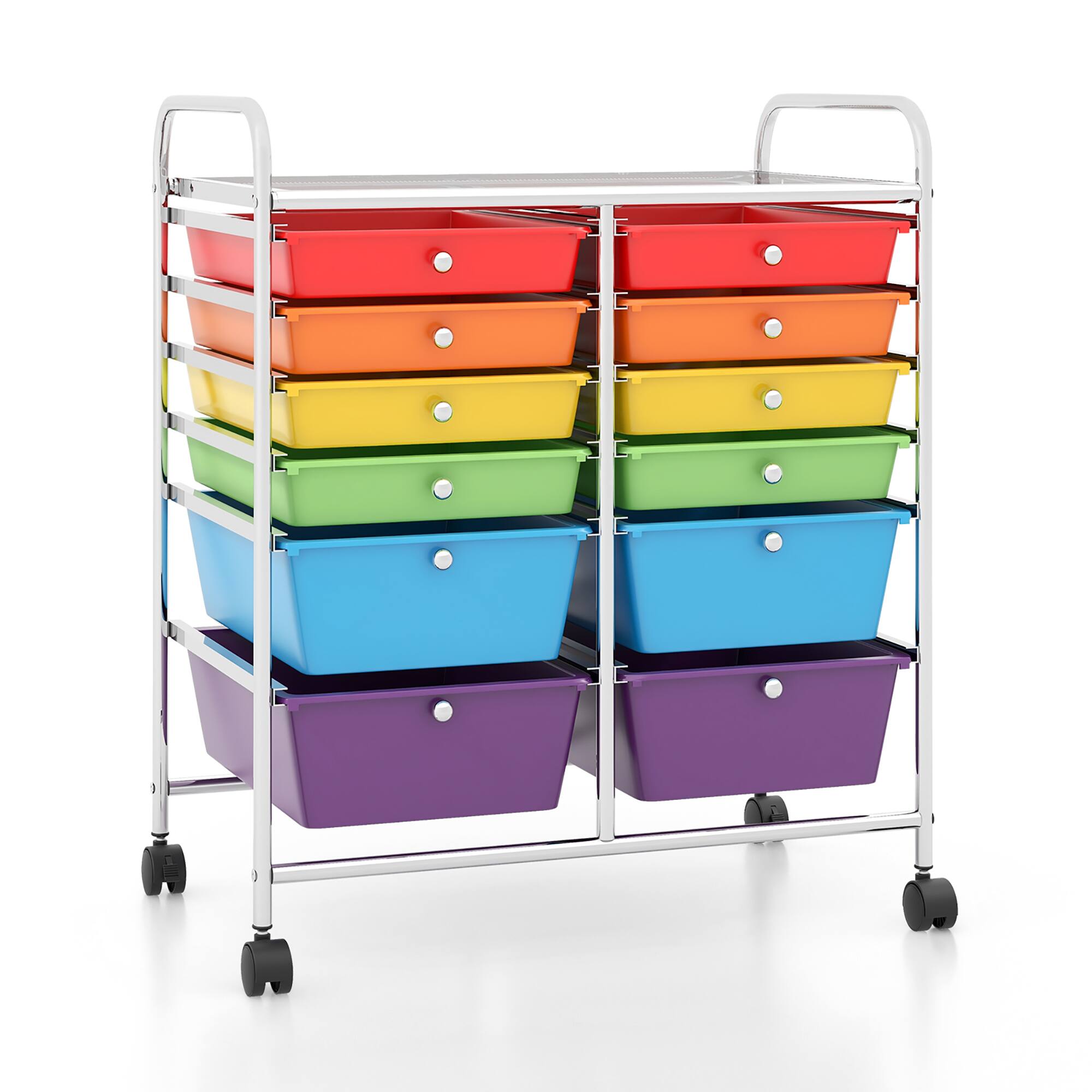 Alt View 9. Gymax - Gymax Office Rolling Cart 12 Storage Drawer Studio Organizer Bins Scrapbook Paper Multicolor - Multicolor.
