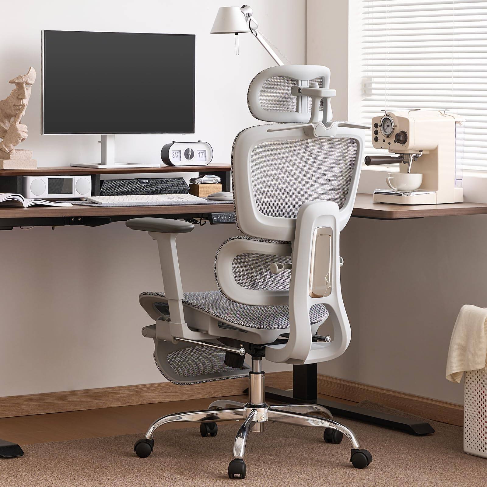 Alt View 1. Hirose Alice - Office Chair with Footrest, Ergonomic Chair with 3D Headrest, Computer Chair with Adjustable Backrest & 3D ... - Grey Lite.