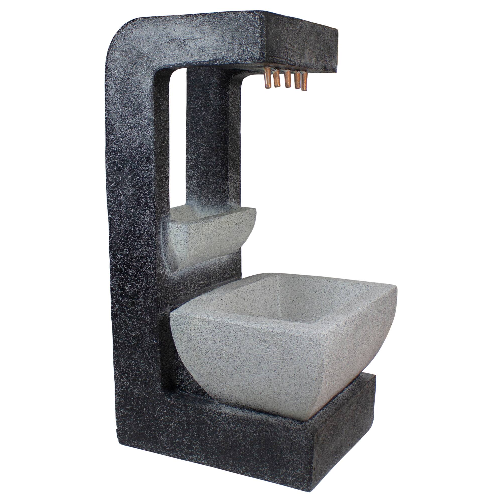 Alt View 1. Northlight - LED Lighted Rainfall Outdoor Water Fountain with Planter - 26" - Black.