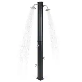 Mondawe - 9.3 Gallon Solar Heated Outdoor Shower with Dual Shower Heads for Pool Beach - Black