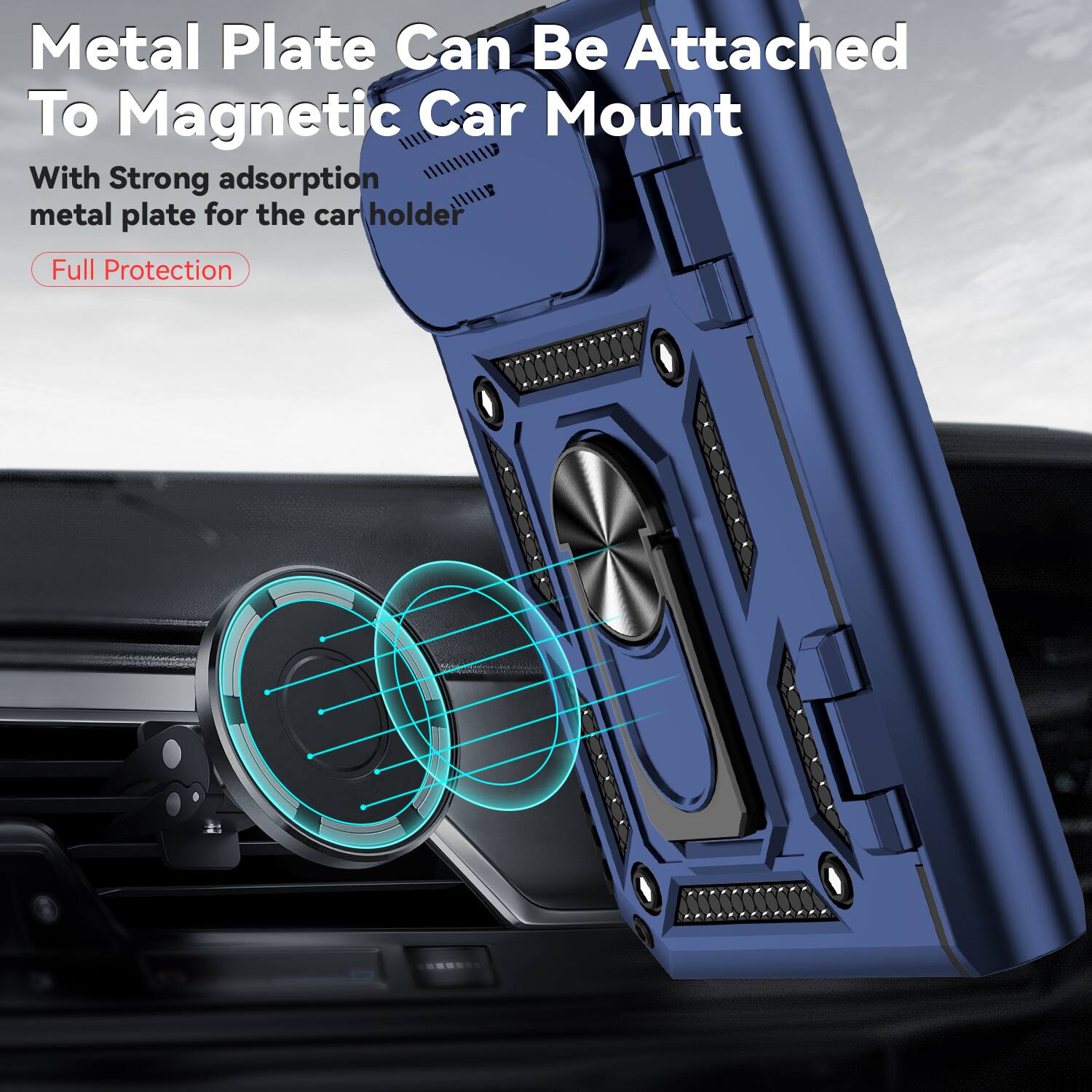 Metal Plate Can Be Attached To Magnetic Car Mount

With Strong adsorption metal plate for the car holder

Full Protection