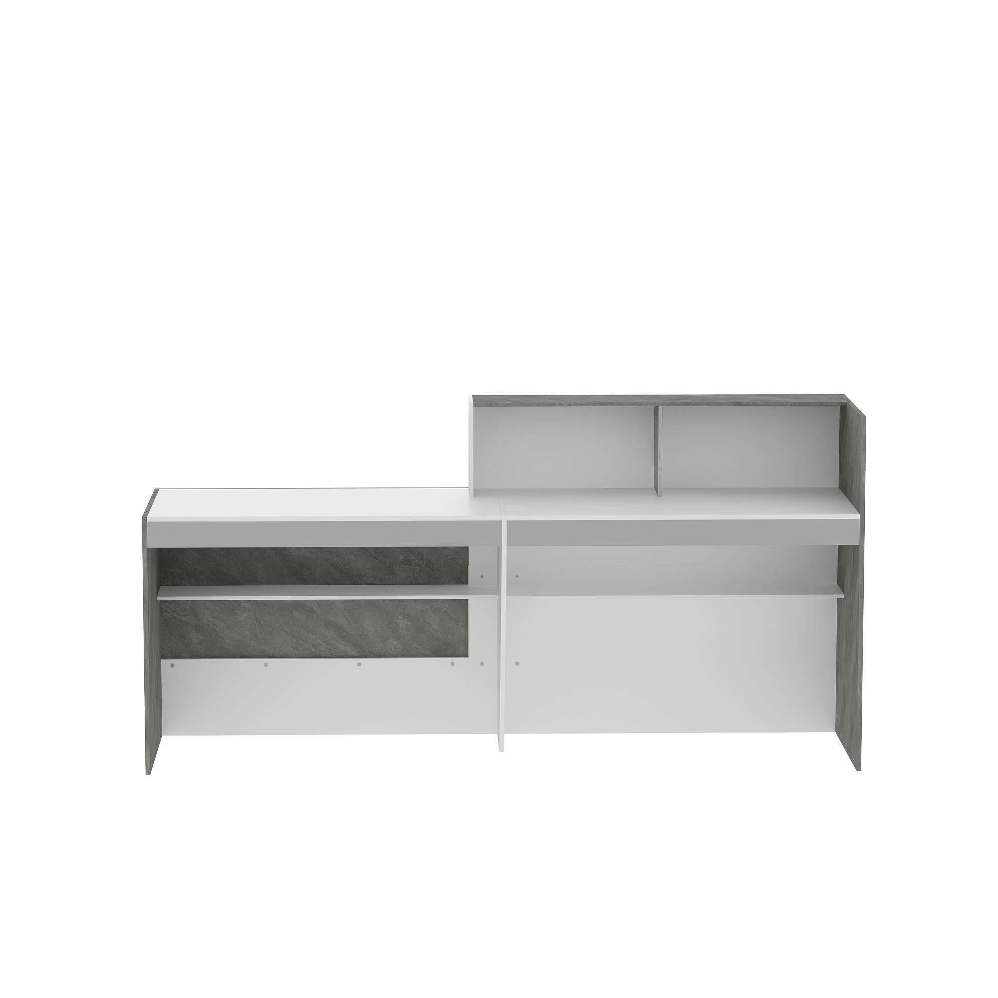 Back. Famapy - Famapy Modern Office Furniture Set: Sleek Desks & Reception Counters - White & Gray.