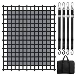 VEVOR - Cargo Net, 120 in x 105 in, Heavy Duty Truck Cargo Net for Truck Bed, 4 Adjustable Straps with Carabiners & S-Hooks - Black