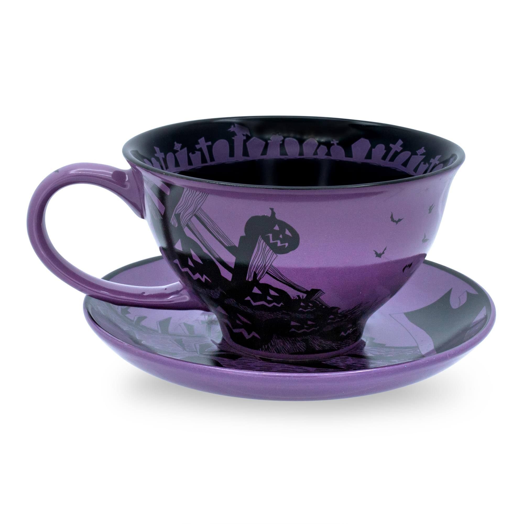 Alt View 1. Disney - Disney The Nightmare Before Christmas Spiral Hill Ceramic Teacup and Saucer Set - Purple.