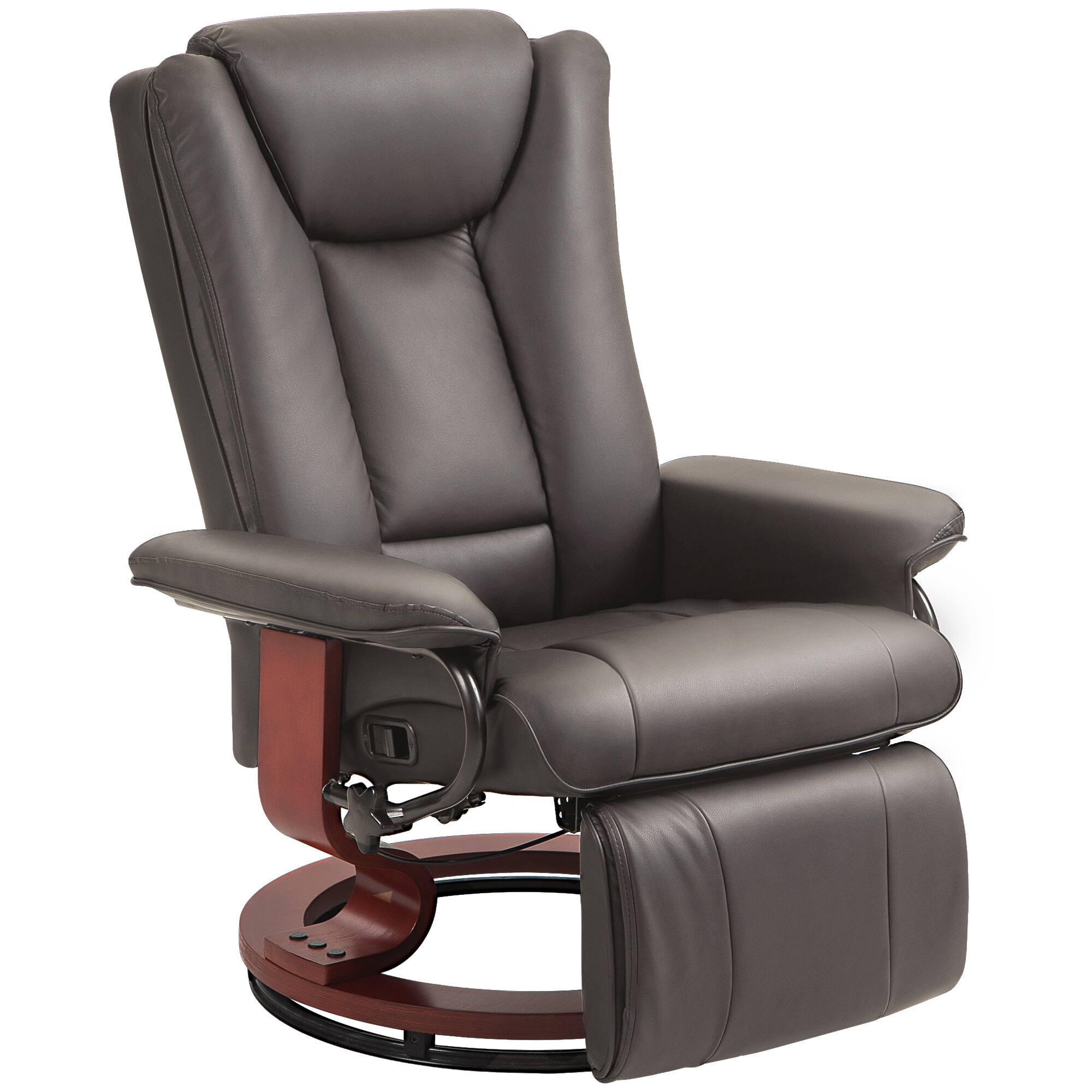 Front. TinyHomie - Manual Swivel Recliner Chair for Living Room Brown - Brown.
