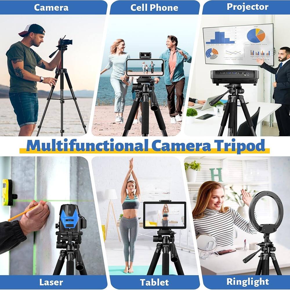 Multifunctional Camera Tripod

Camera  
Cell Phone  
Projector  
Laser  
Tablet  
Ringlight
