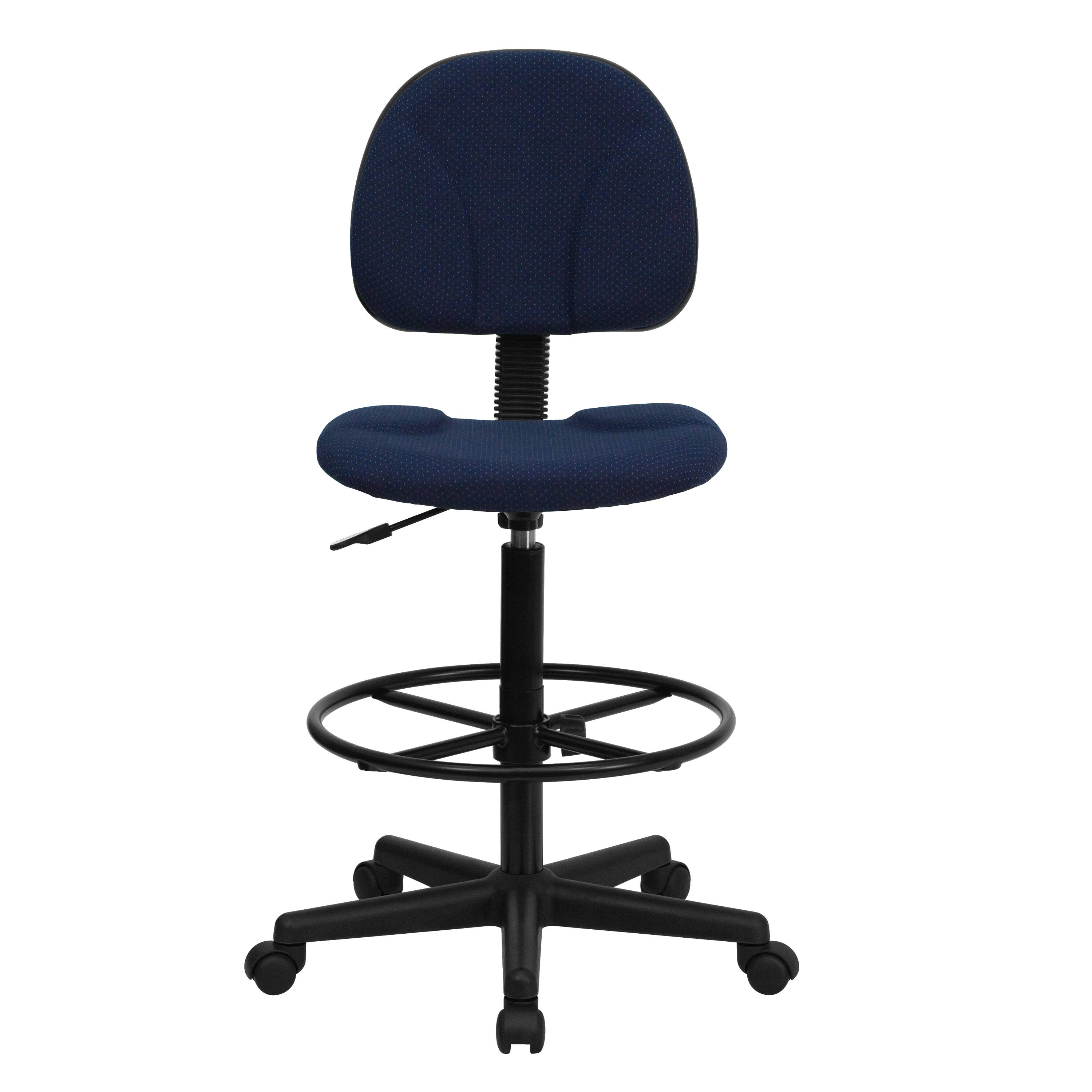 Alt View 7. Emma + Oliver - Adjustable Height Drafting Chair with Adjustable Foot Ring - Navy Blue Patterned.