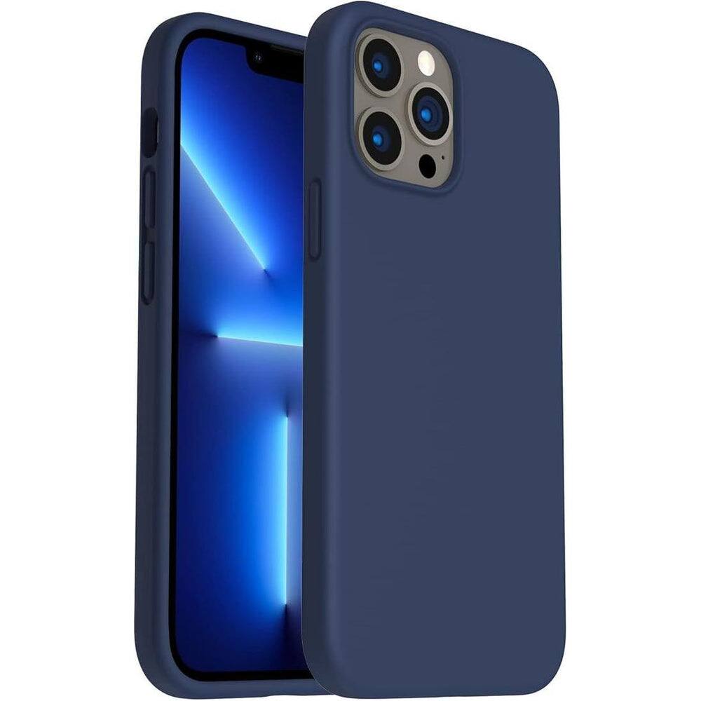 Front. Entronix - Entronix Liquid Silicone Case for iPhone 12 Pro Max - Premium Soft-Touch Protection - Navy Blue.