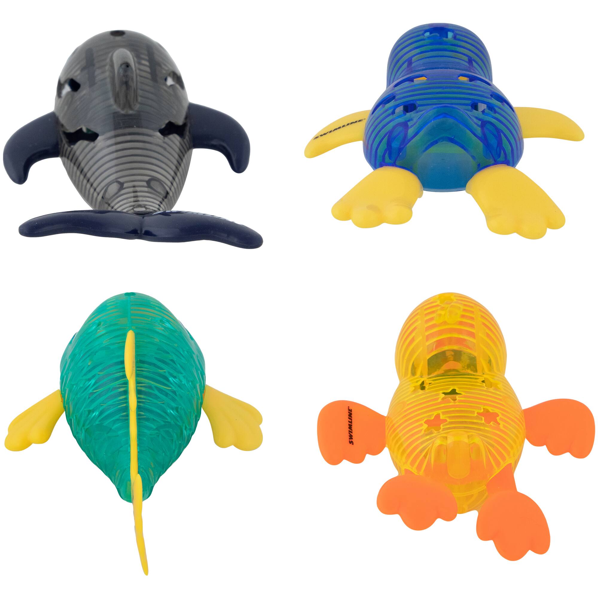 Alt View 4. Swimline - Set of 4 Water Activated  Light-Up Sea Animals Swimming Pool Dive Toys - Multi.