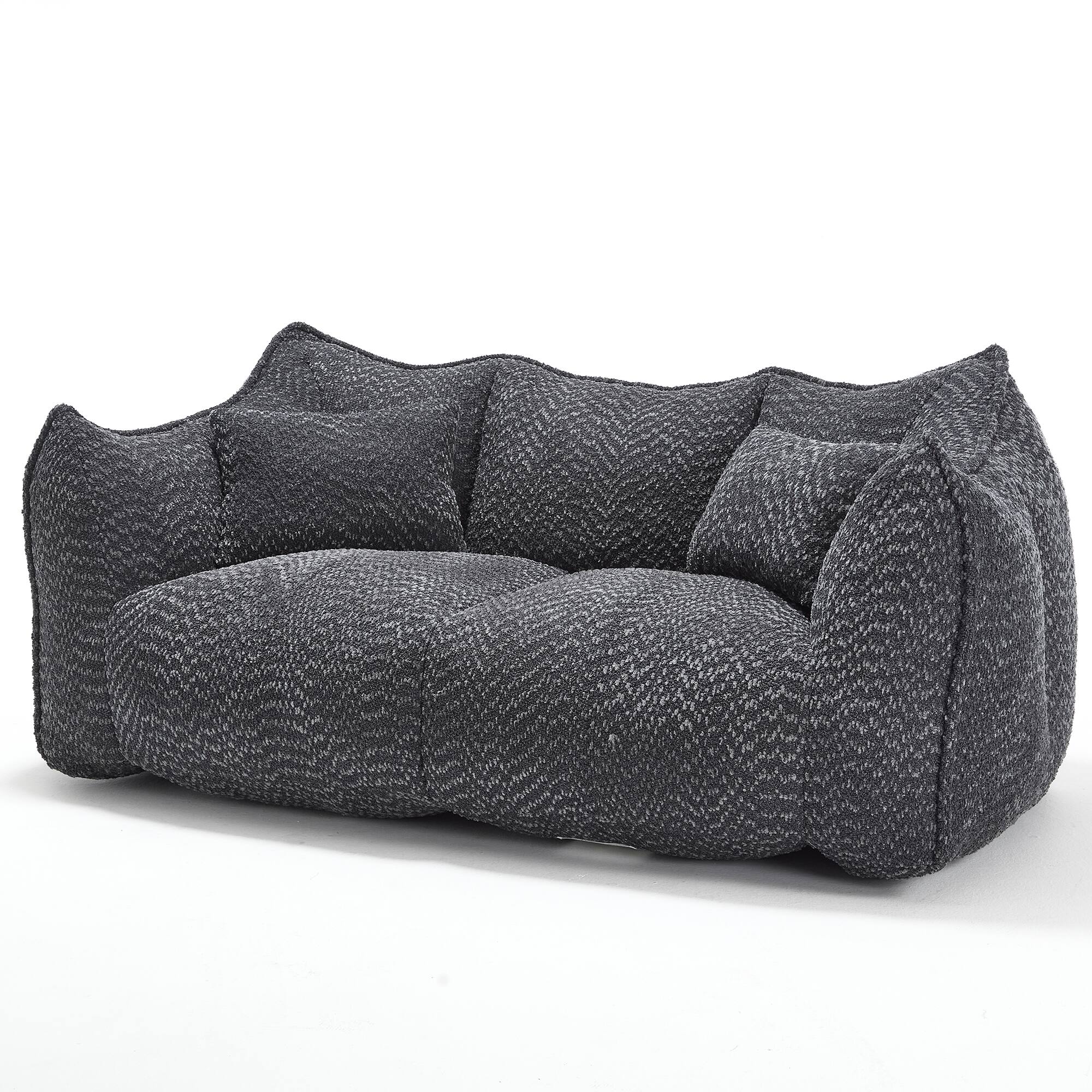 Alt View 8. GOODSILO - Large Square Beanbag Chair with High Resilience Foam Core for Two Person Lounging and Relaxation - Black.