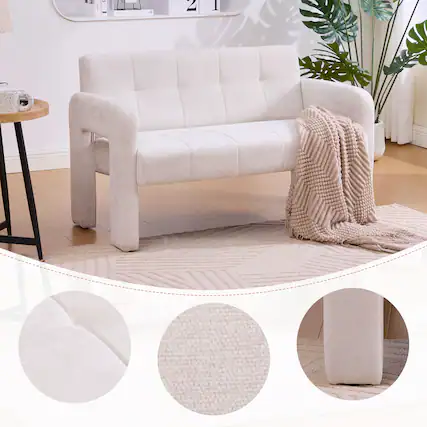 Front. GOODSILO - Modern Double Armchair Sofa for Living Room and Bedroom with Dual Armrests and Comfortable Seating - Beige.