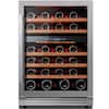 Front. Ca'Lefort - 24 inch 46-Bottle Wine cooler Refrigerator , Dual Zone 40-65°F, Glass Door, LED, Built-in/Freestanding, 5.65 cu.ft - Stainless Steel.
