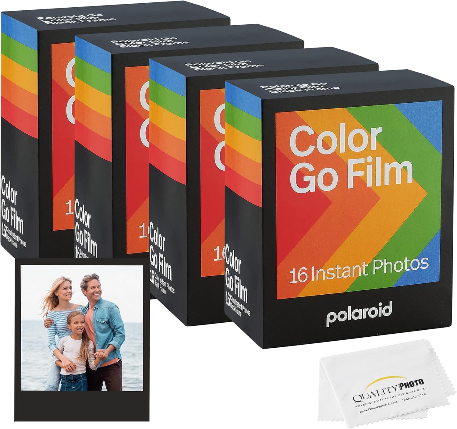 Go Color Film, Black Frame -64 Films + Quality Photo Microfiber Cloth (Compatible with Polaroid Go Cameras) price history on PriceWatchPro