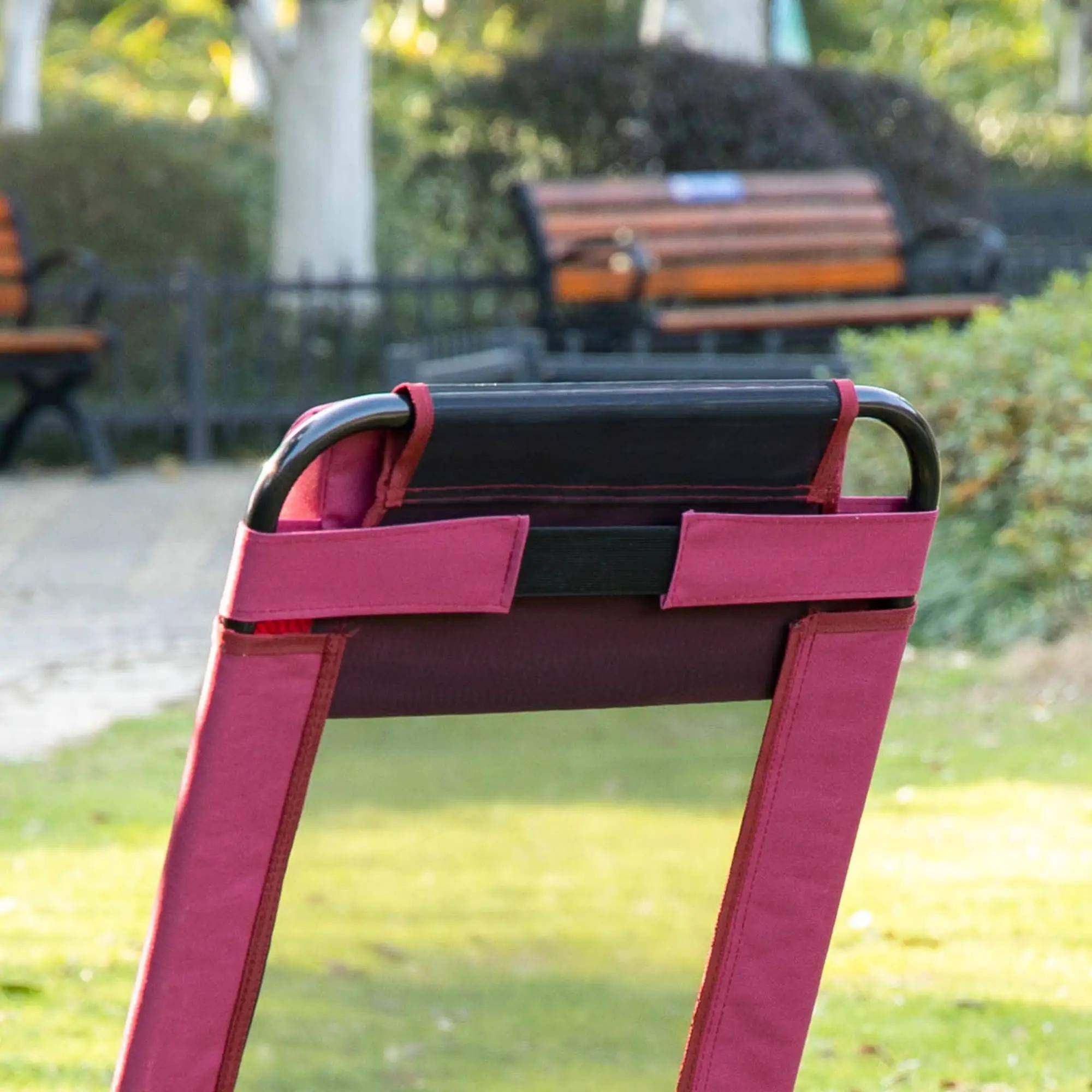 Alt View 2. Resenkos - Resenkos Folding Patio Dining Chairs Set Of 2 - Black Outdoor Deck Chairs With Adjustable Sling Backs, Red - Red.
