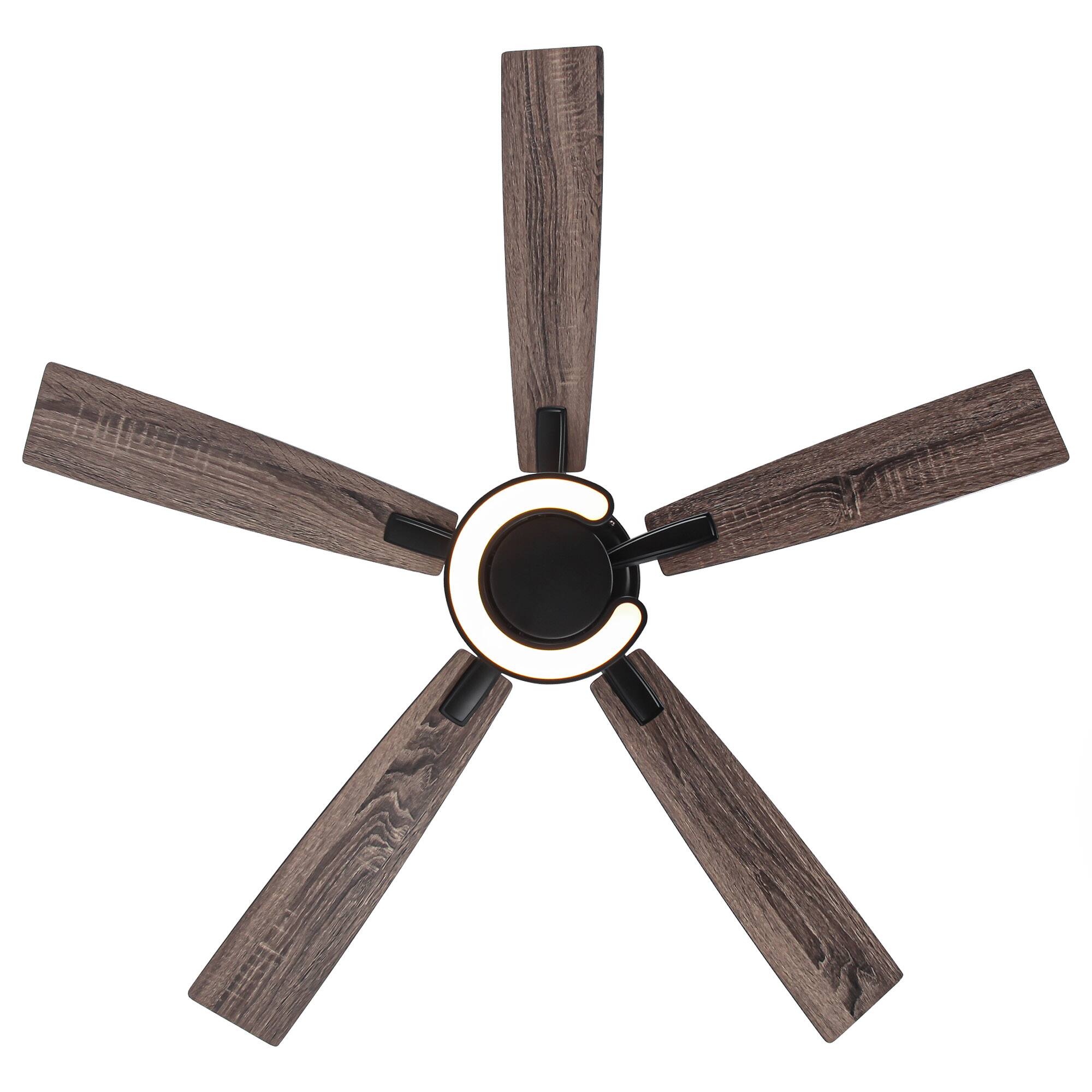 Alt View 7. Parrot Uncle - 52" Modern Intergatred LED Reversible Black Ceiling Fan with Light and Remote - Black.