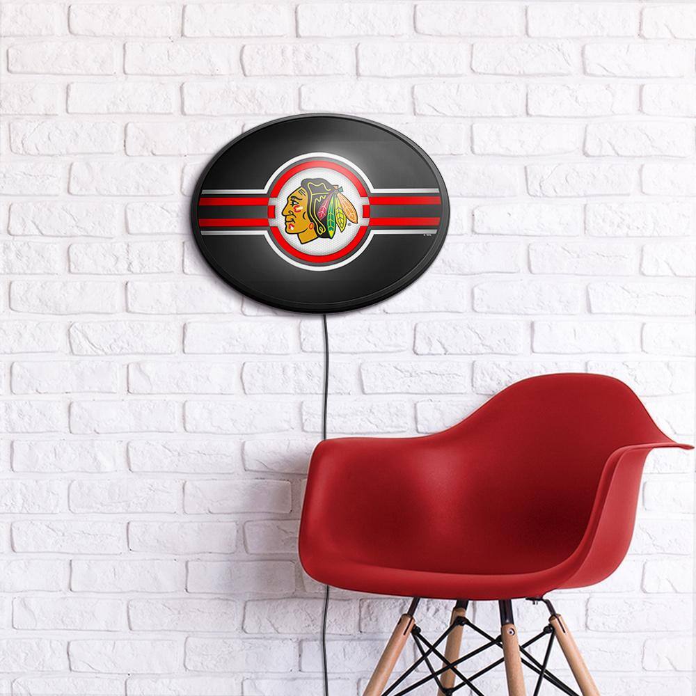 Alt View 3. The Fan-Brand - Chicago Blackhawks 18'' x 14'' Team Color Slimline Illuminated Wall Sign - Multicolor.